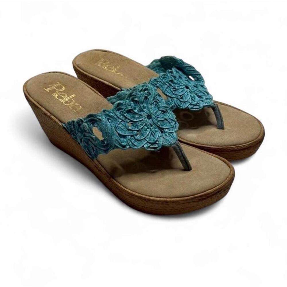 Y2K Wedge Sandals boho 2000s brown & blue super cute Reba size 8.5
